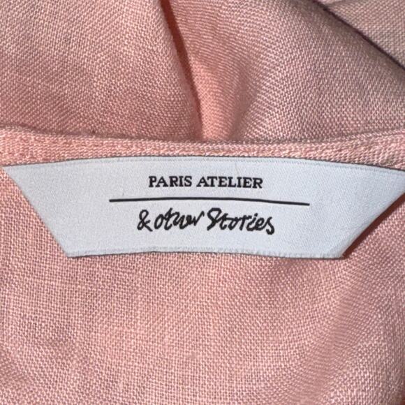 Paris Atelier & Other Stores Linen Round Neck Crop Top Size 10 Dusty Pink NWT - Picture 6 of 8